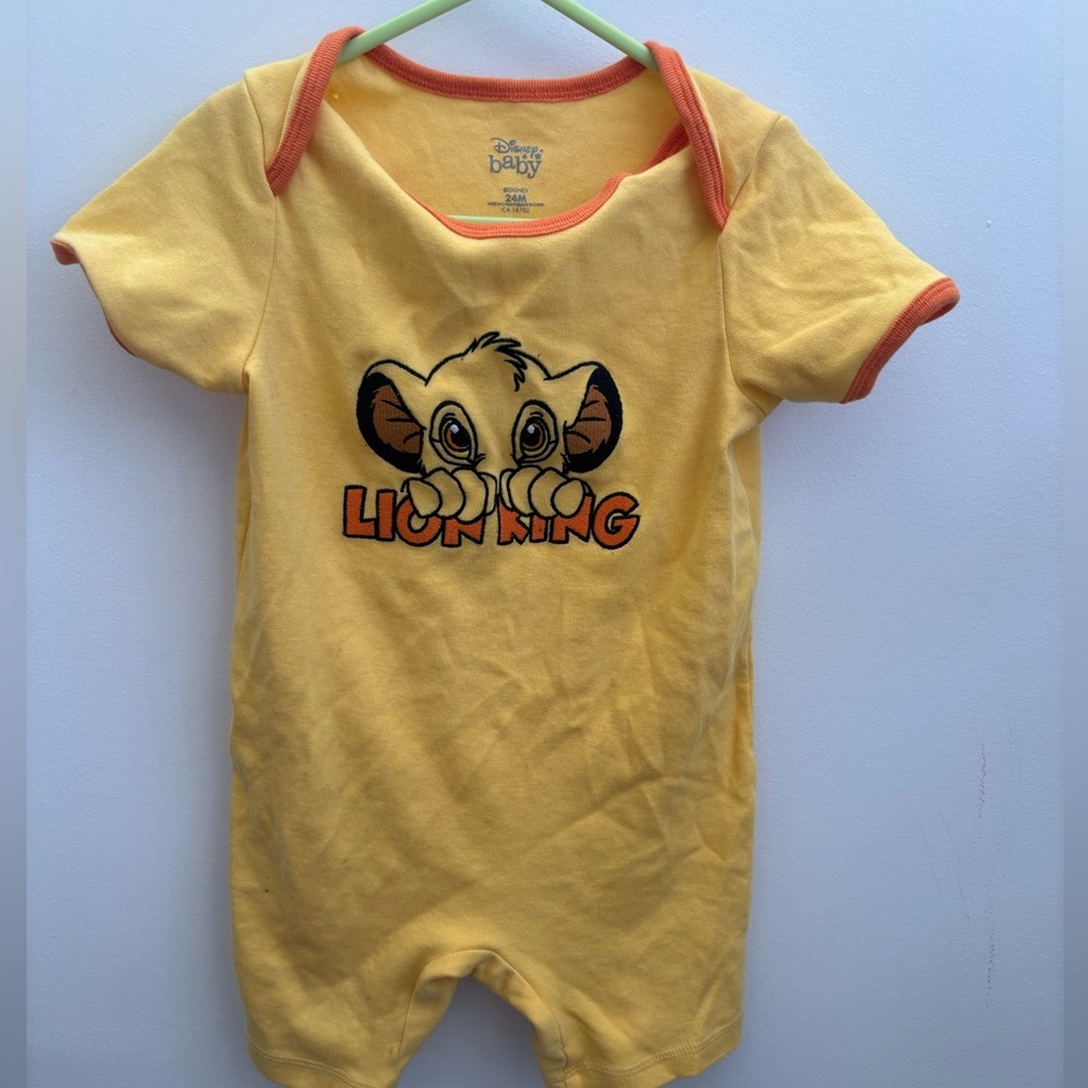 Disney Baby Lion King Simba Pajama Romper Yellow 24M Cute Summer PJ